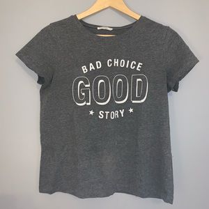 A grey short size large shirt🆕 with white letters